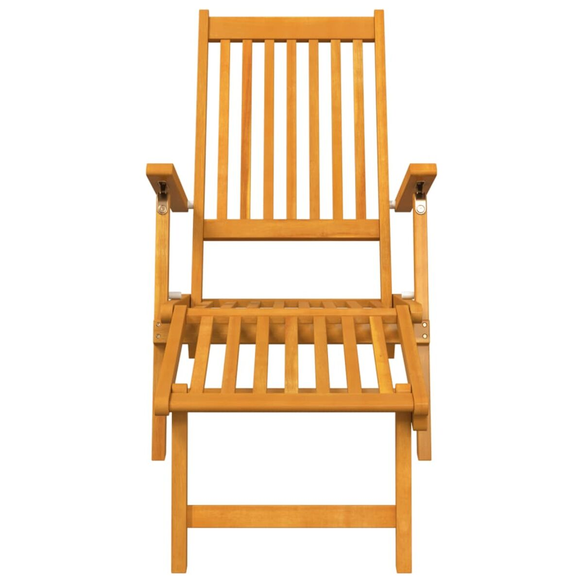 Holzstuhl mit Armlehnen, Lamellen an Rücken und Sitz. Faltbar.
