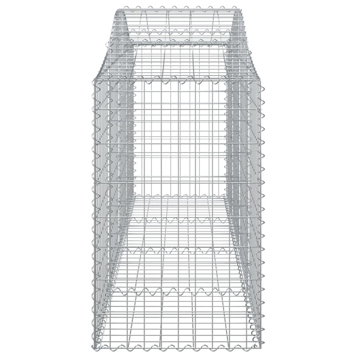 Rechteckiger Gabion, Drahtgeflecht, von oben betrachtet, auf Weiß.