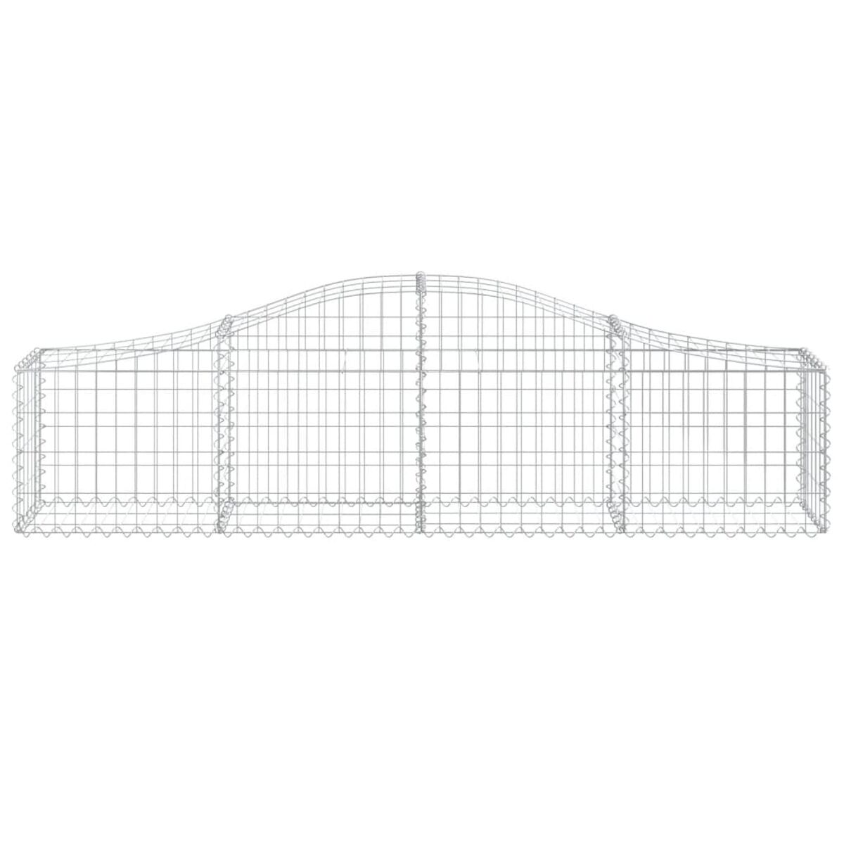 Gabion, rechteckige Form, Drahtgeflecht gefüllt mit grauen Steinen. Gartengrenze, Außenstruktur.