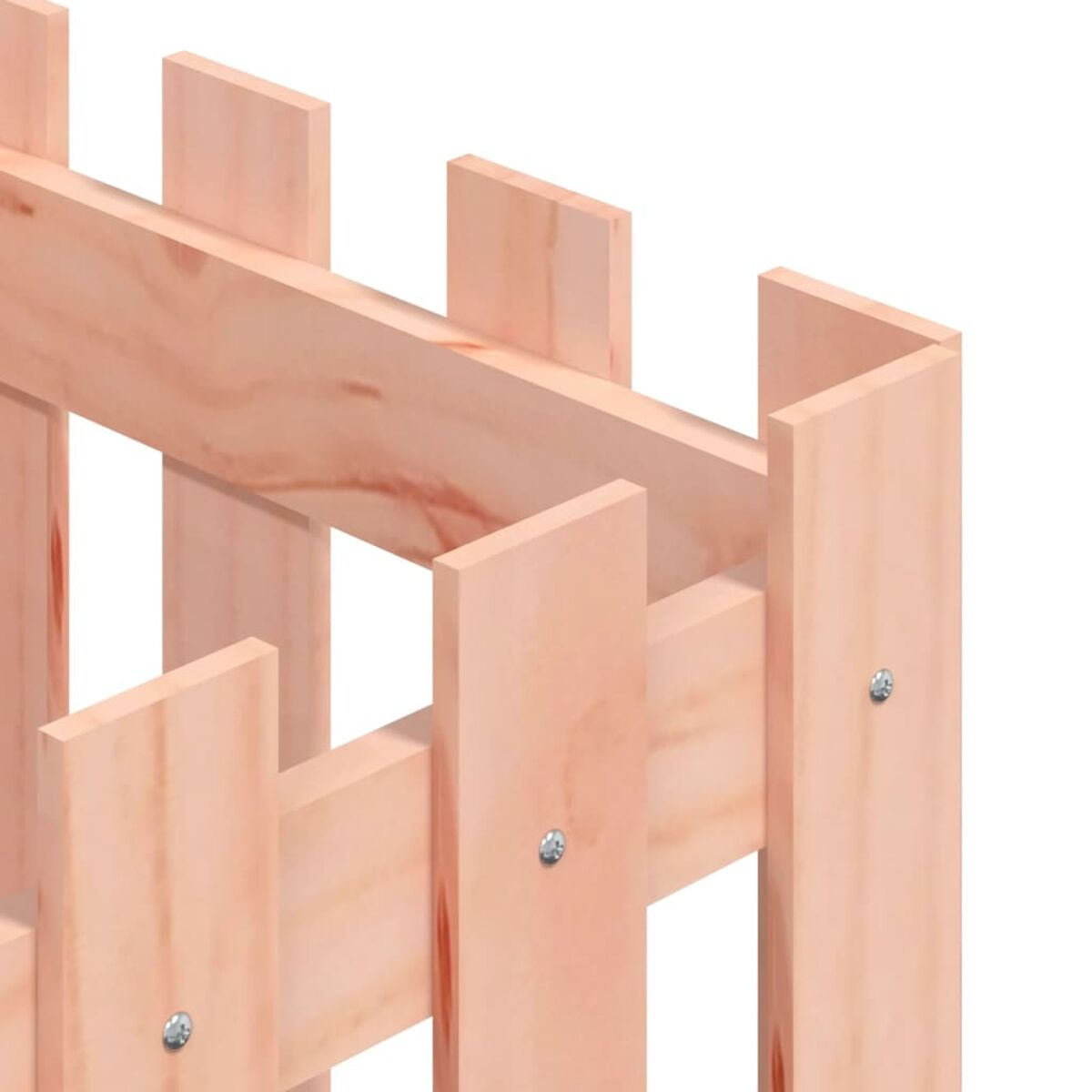 Weinregal aus Holz. Es ist aus hellem Holz gefertigt und hat einige Löcher.
