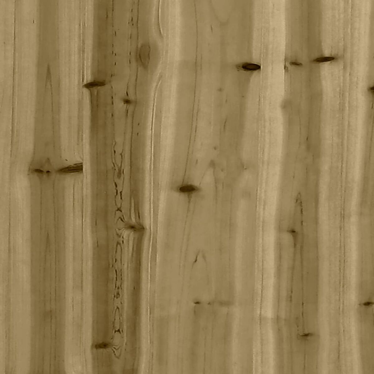 Eine Nahaufnahme von Holzverkleidungen. Das Holz ist hellbraun mit sichtbaren Ästen und vertikalen Maserungslinien.