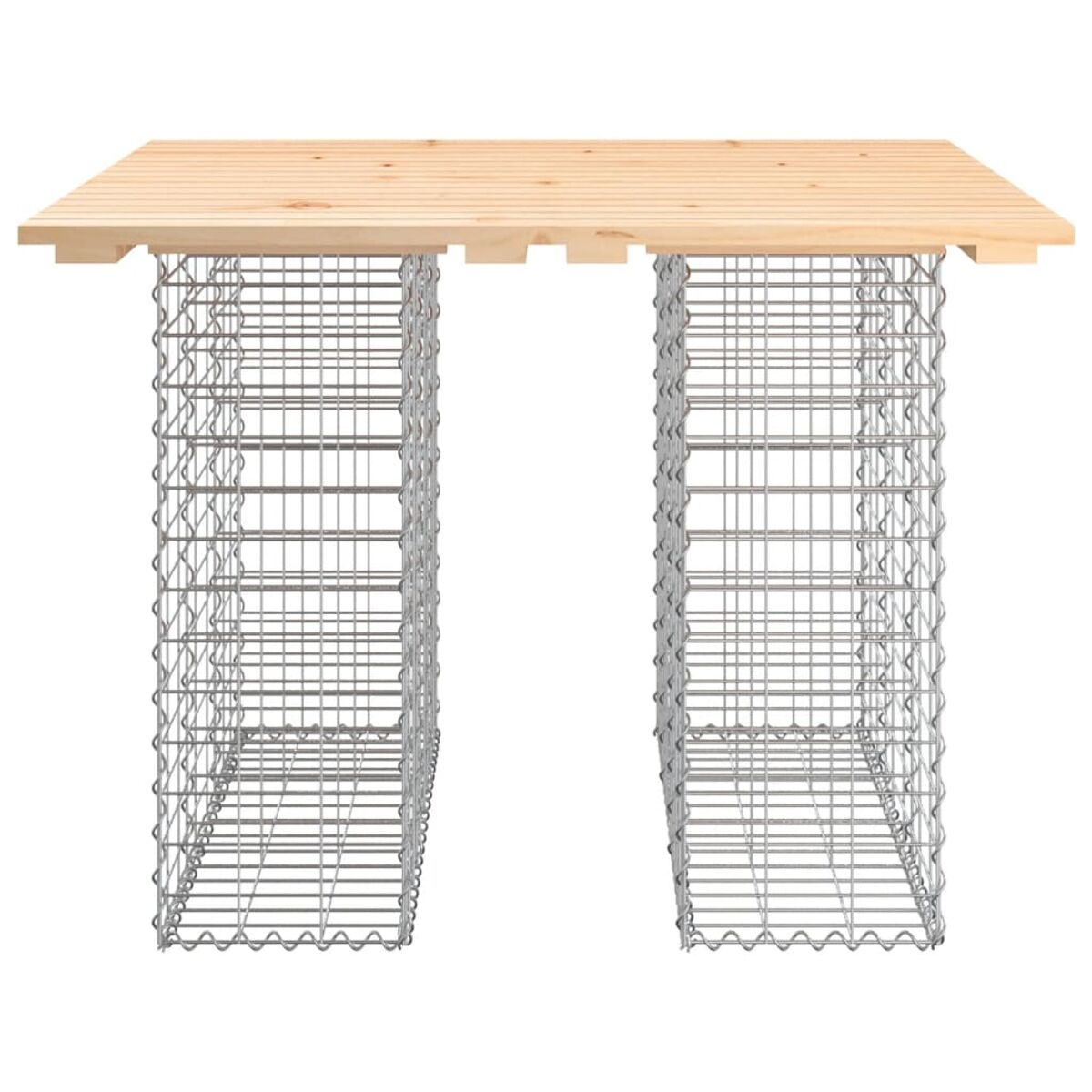Drahtgitterstruktur mit Holzoberteil. Isoliert auf weißem Hintergrund. Industrielles Design.