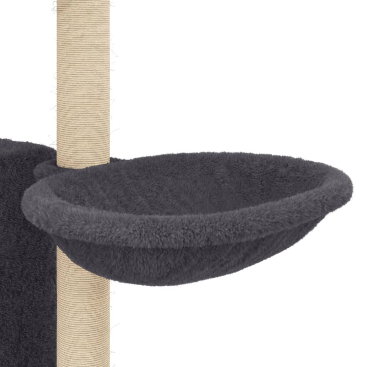 Nahaufnahme einer grauen Katzentopfschale. Es ist eine weiche, flauschige Schale mit kreisförmiger Form.
