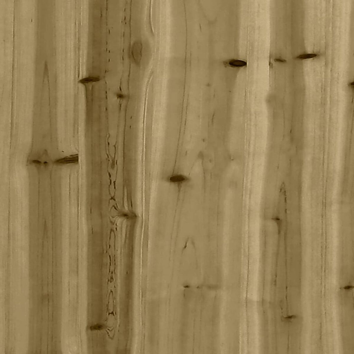 Nahaufnahme von vertikalen Holzplanken. Holzmaserung und Äste sichtbar.