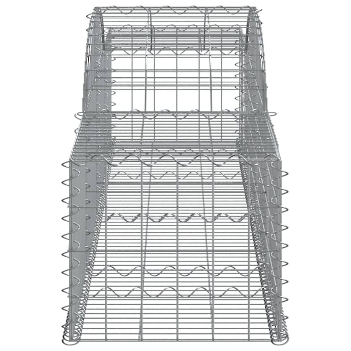 Ein Metall-Gabion. Der Gabion besteht aus einer Drahtgitterstruktur.