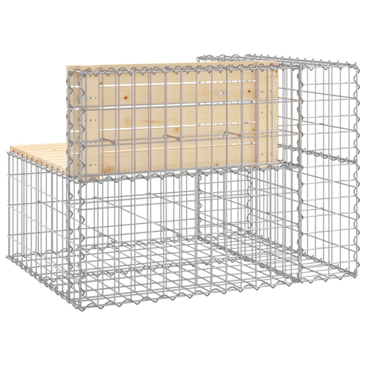 Bank mit Holzsitz und Metalldrahtkäfig. Isoliert auf weißem Hintergrund.