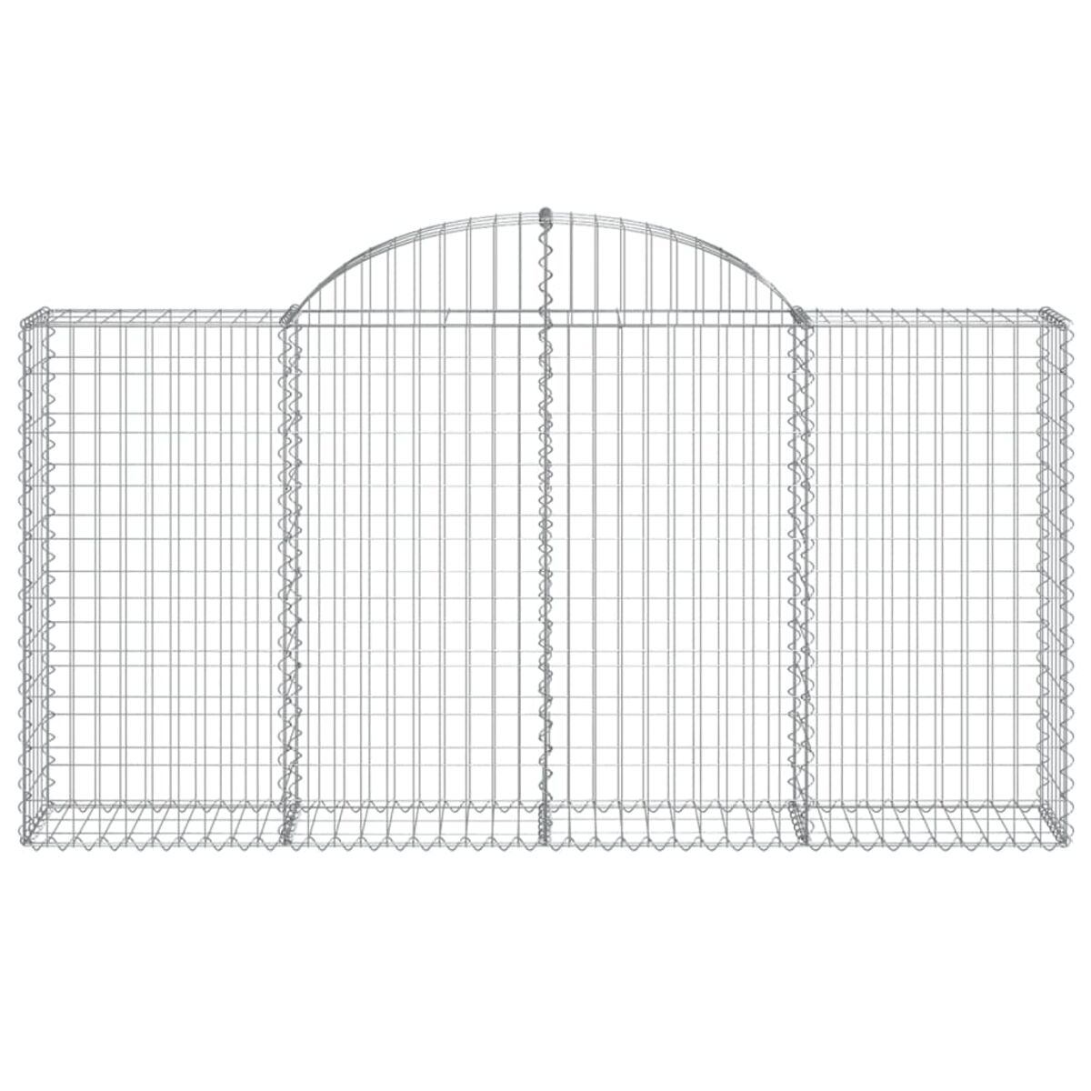 Ein Drahtgitter-Gabion, Draufsicht, mit gebogener Oberseite.