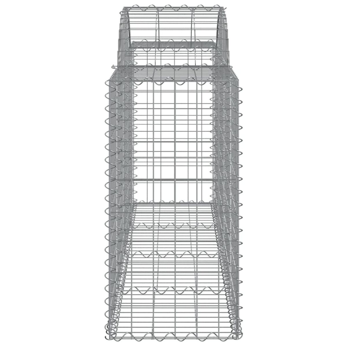 Metall-Gabione. Vertikale Ansicht. Rechteckige Form. Aus Metalldraht konstruiert.