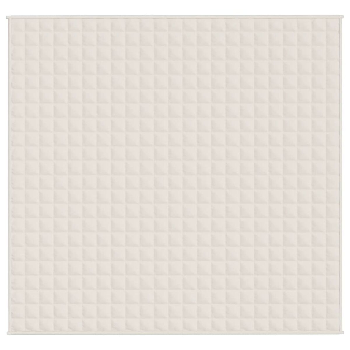 Ein weißer, strukturierter, quadratischer Teppich. Der Teppich hat ein sich wiederholendes Muster.