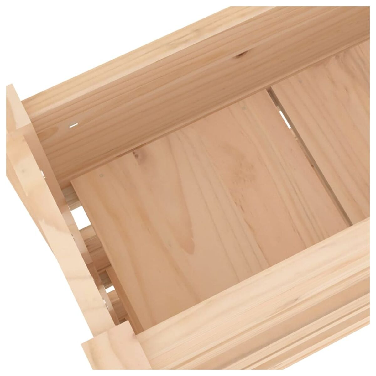 Innenansicht einer Holzschublade.