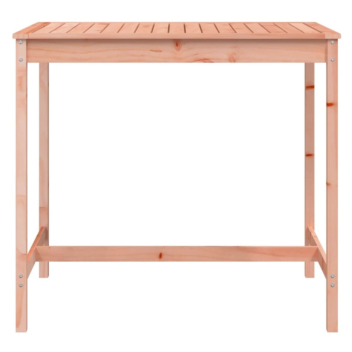 Ein hoher Bartisch aus Holz.