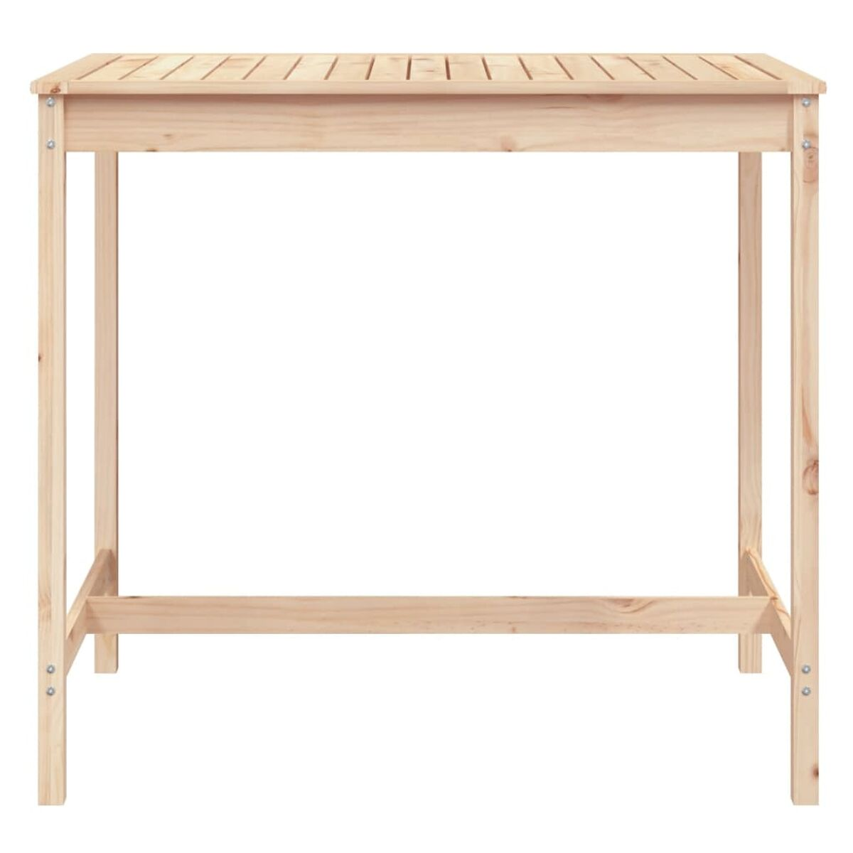 Holz-Bartisch. Der Tisch hat helle Farbe und vier Beine. Der Hintergrund ist weiß.