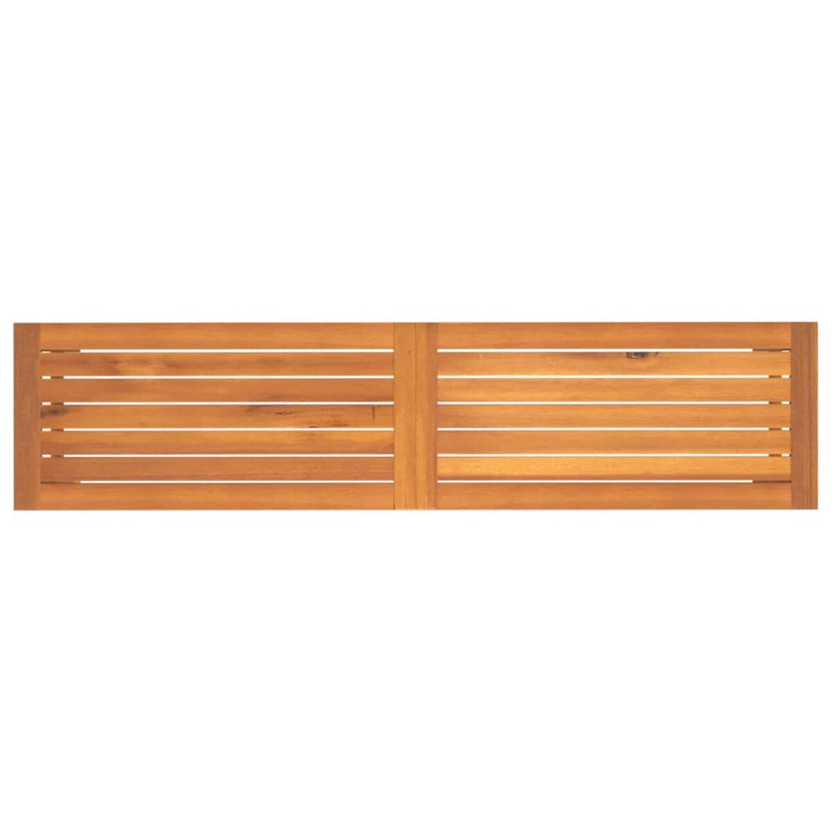 Holzbankrücken mit horizontalen Lamellen. Hellbraune Farbe. Weißer Hintergrund. Keine Personen.