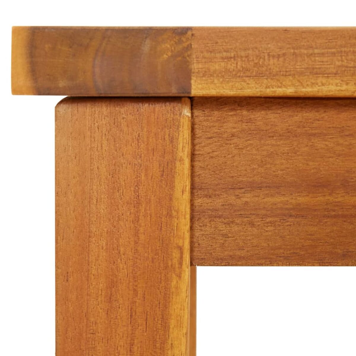 Nahaufnahme einer Holztischecke.
