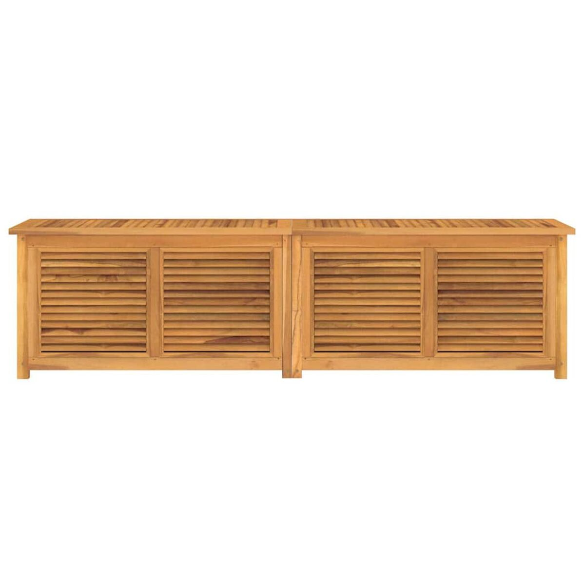 Holzschrank mit Lamellentüren. Natürliche Holzfarbe.