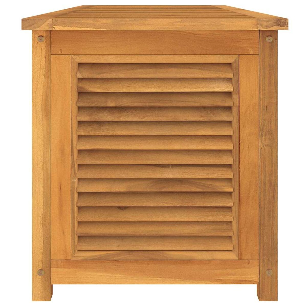 Holzschrank mit Lamellentür.