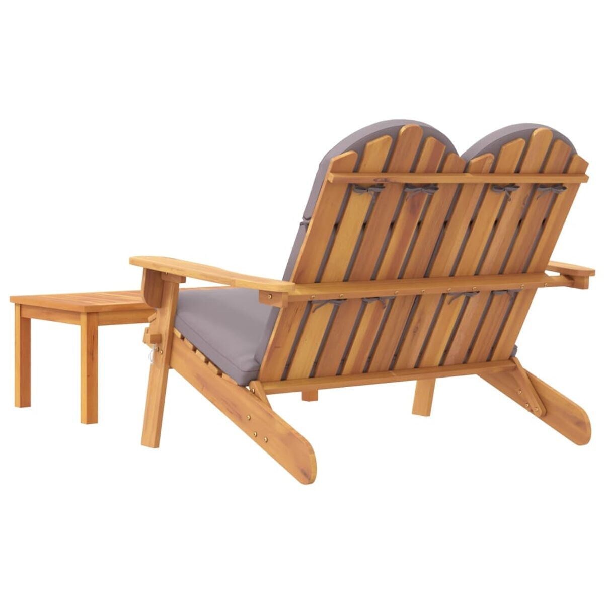 Holz-Außenbank mit Beistelltisch.