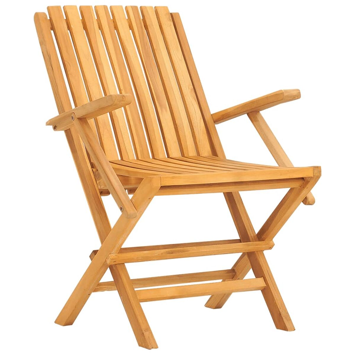 Klappstuhl aus Holz mit Armlehnen, hellbraun.