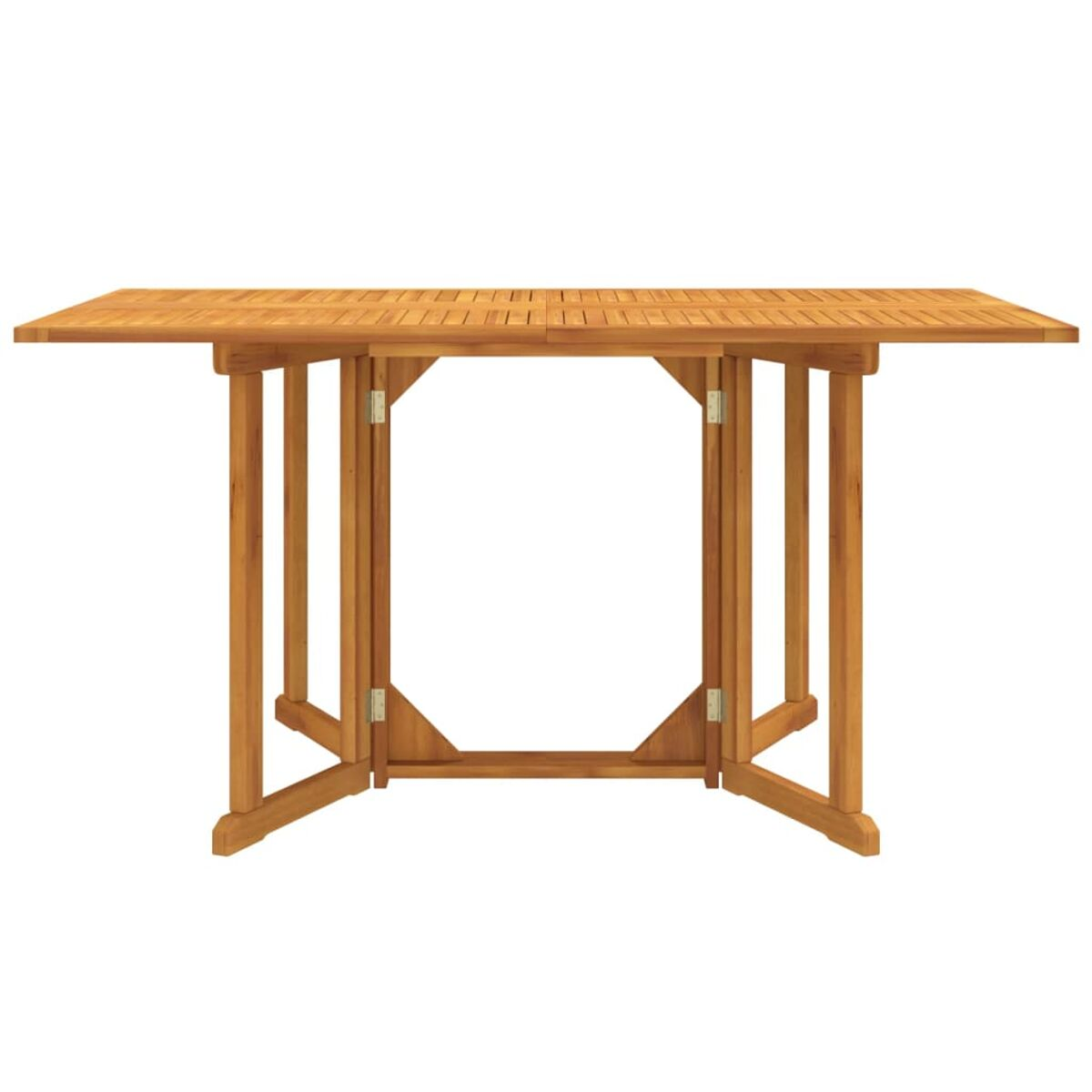 Klapptisch aus Holz, hellbraun. Er hat eine rechteckige Platte und vier Beine.