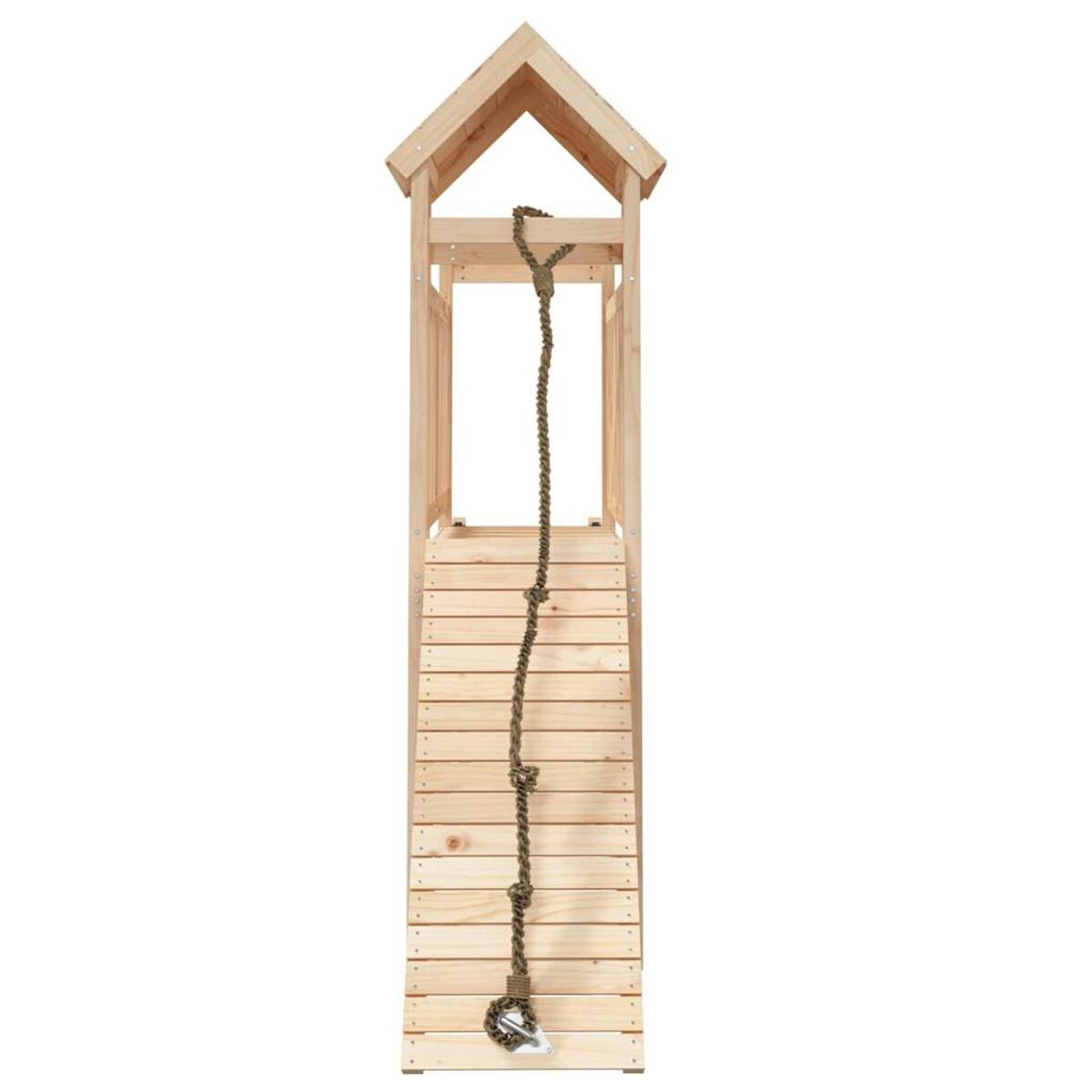 Klettergerüst aus Holz mit Strickleiter.
