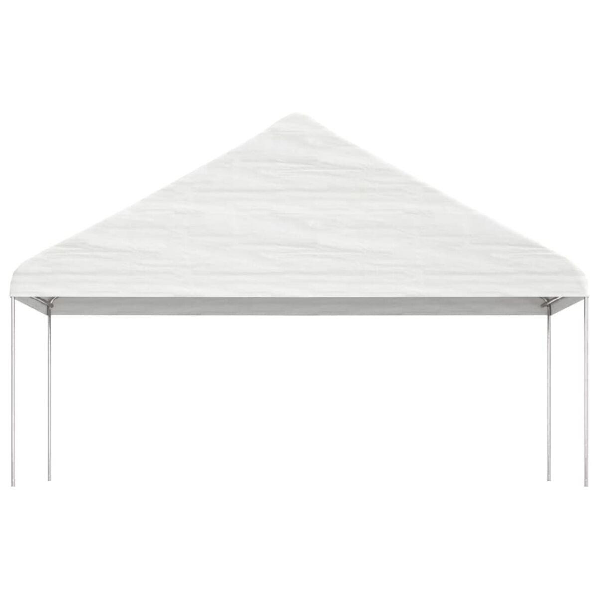 Weißes Pop-up-Zelt mit silbernem Rahmen. Weißer Hintergrund.