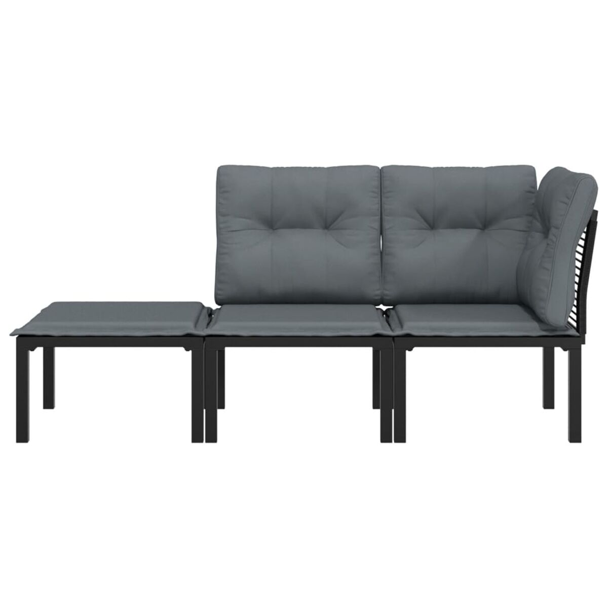 Sofagarnitur mit Kissen. Das Set hat ein Eckteil. Weißer Hintergrund.