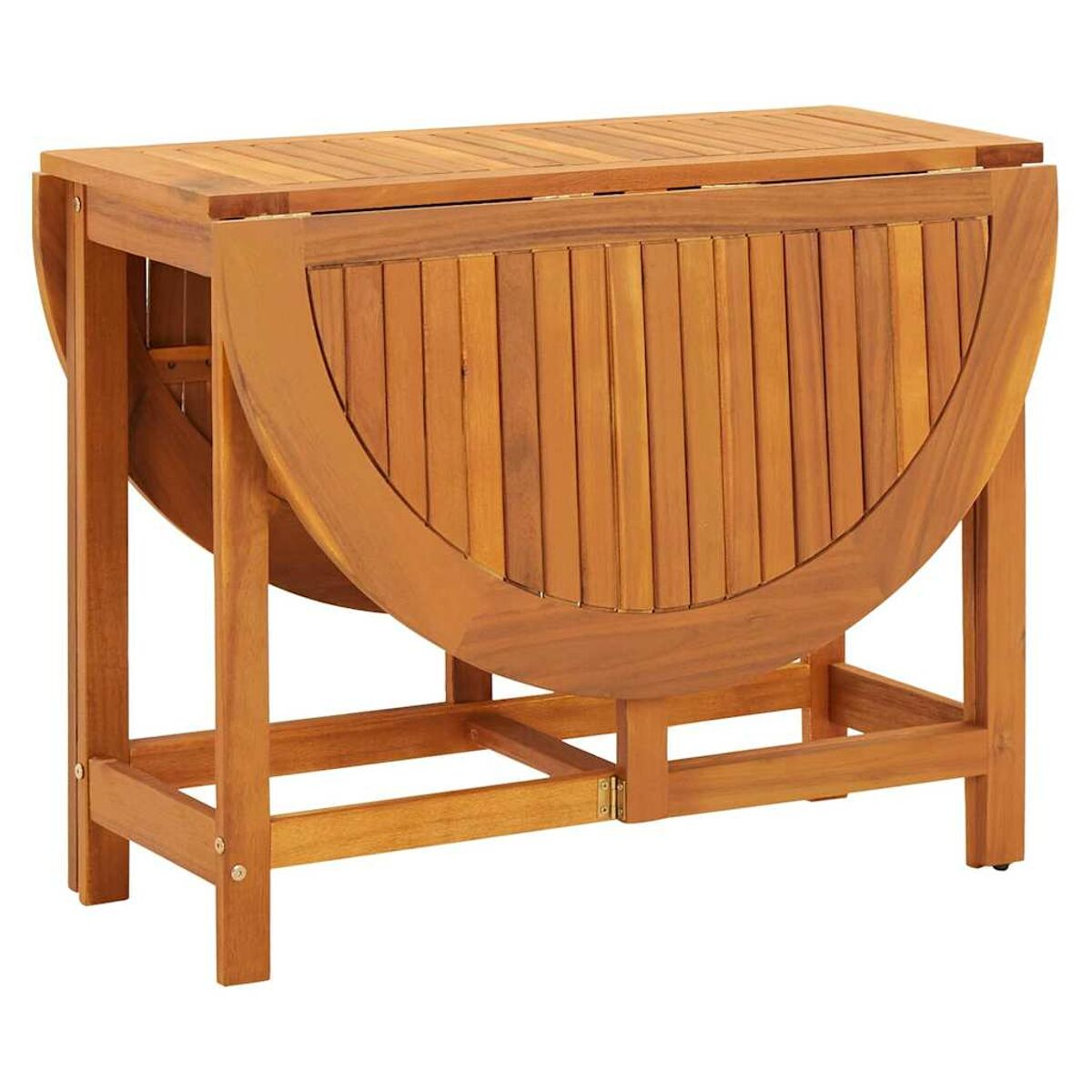 Klapptisch aus Holz, hellbraun, mit rechteckiger, faltbarer Oberseite, vor weißem Hintergrund.