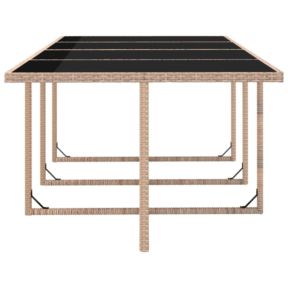 Gartenpavillon aus Weide mit schwarzem Dach, vier Beinen und horizontalen Streben.