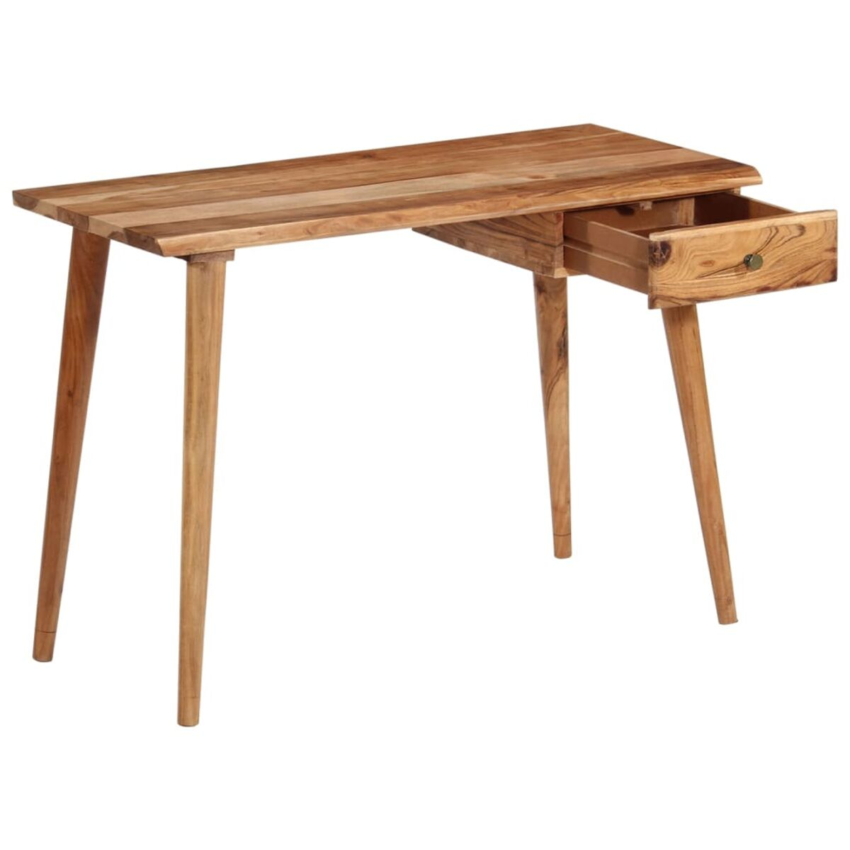 Holzschreibtisch mit geöffneter Schublade.