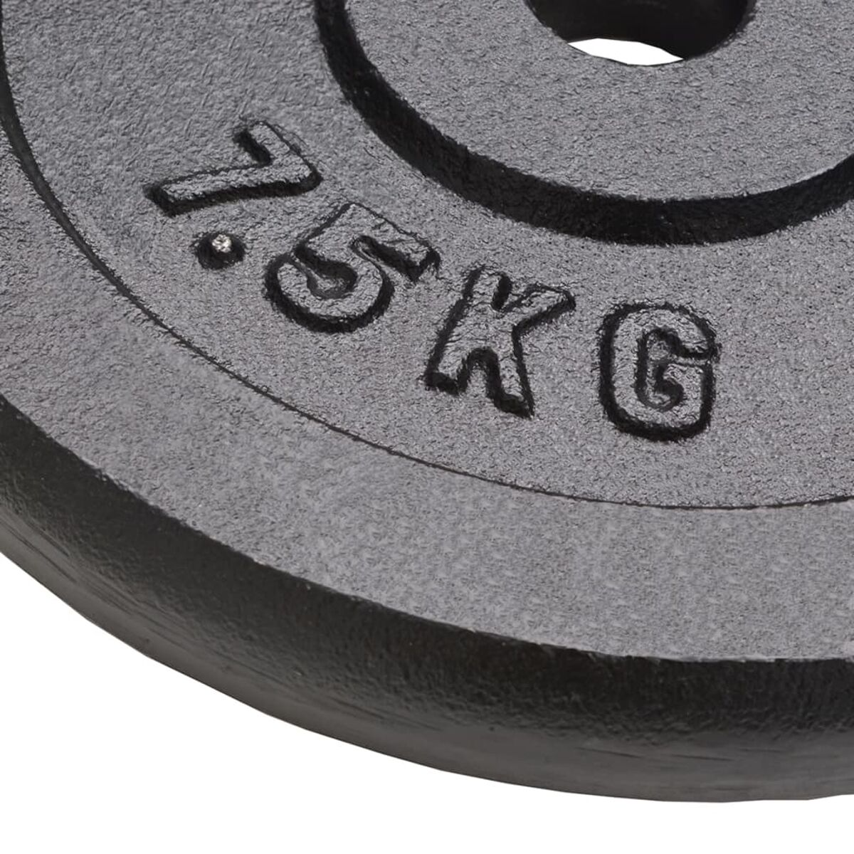 Schwarze Hantelscheibe mit '7.5KG'-Markierung.