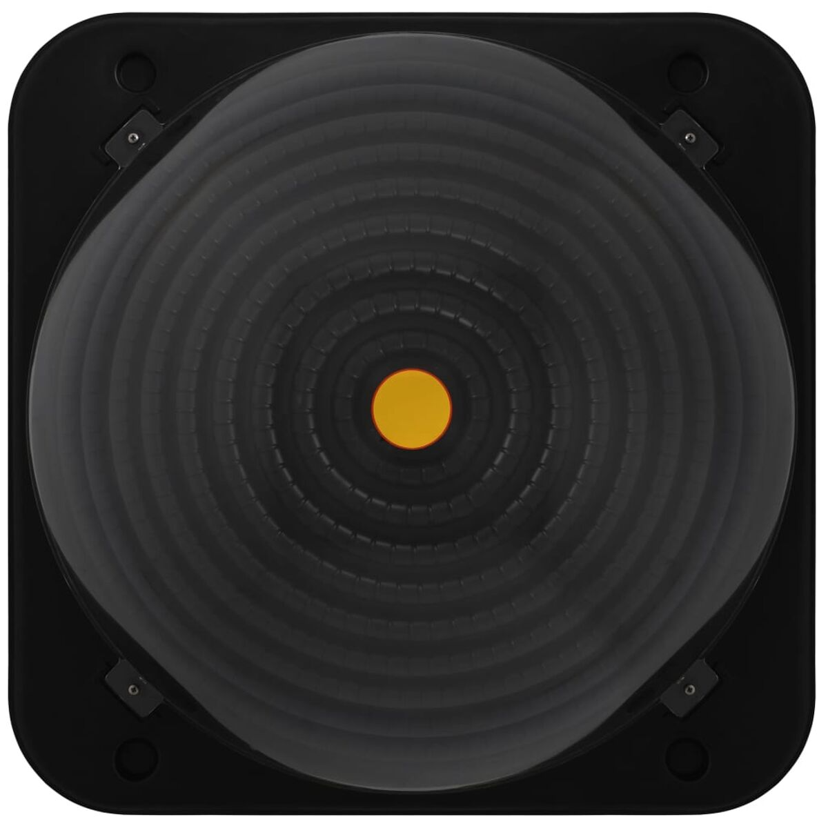 Schwarzer Leitkegel mit transparentem Deckel und orangefarbener Mitte.