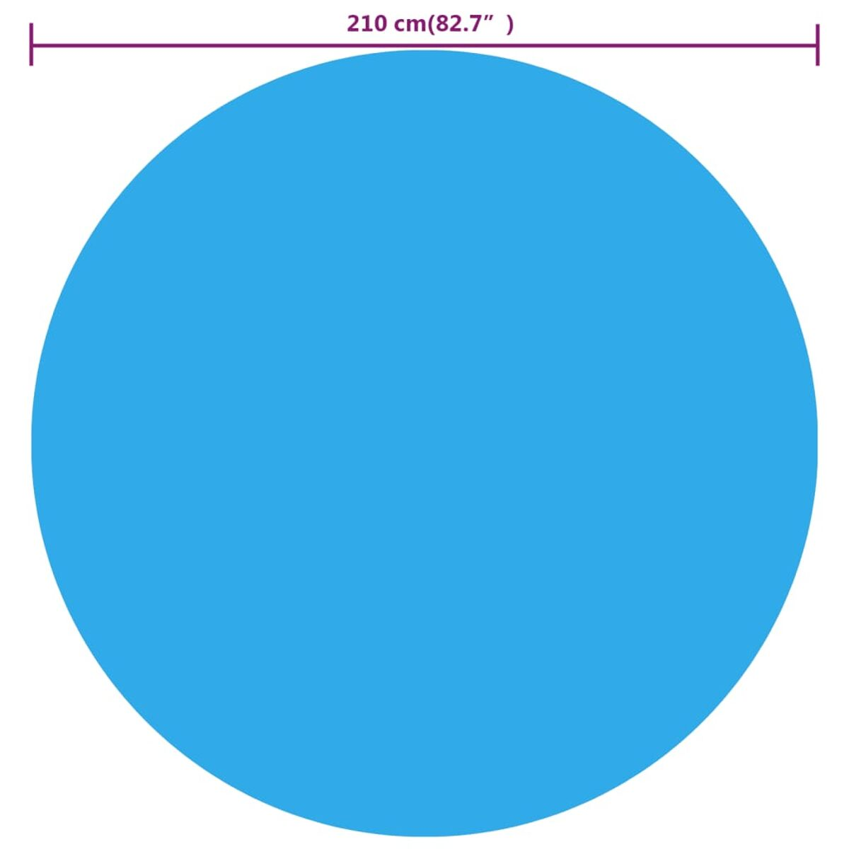 Großer, hellblauer Kreis mit einem beschrifteten Durchmesser von 210 cm, vor weißem Hintergrund.