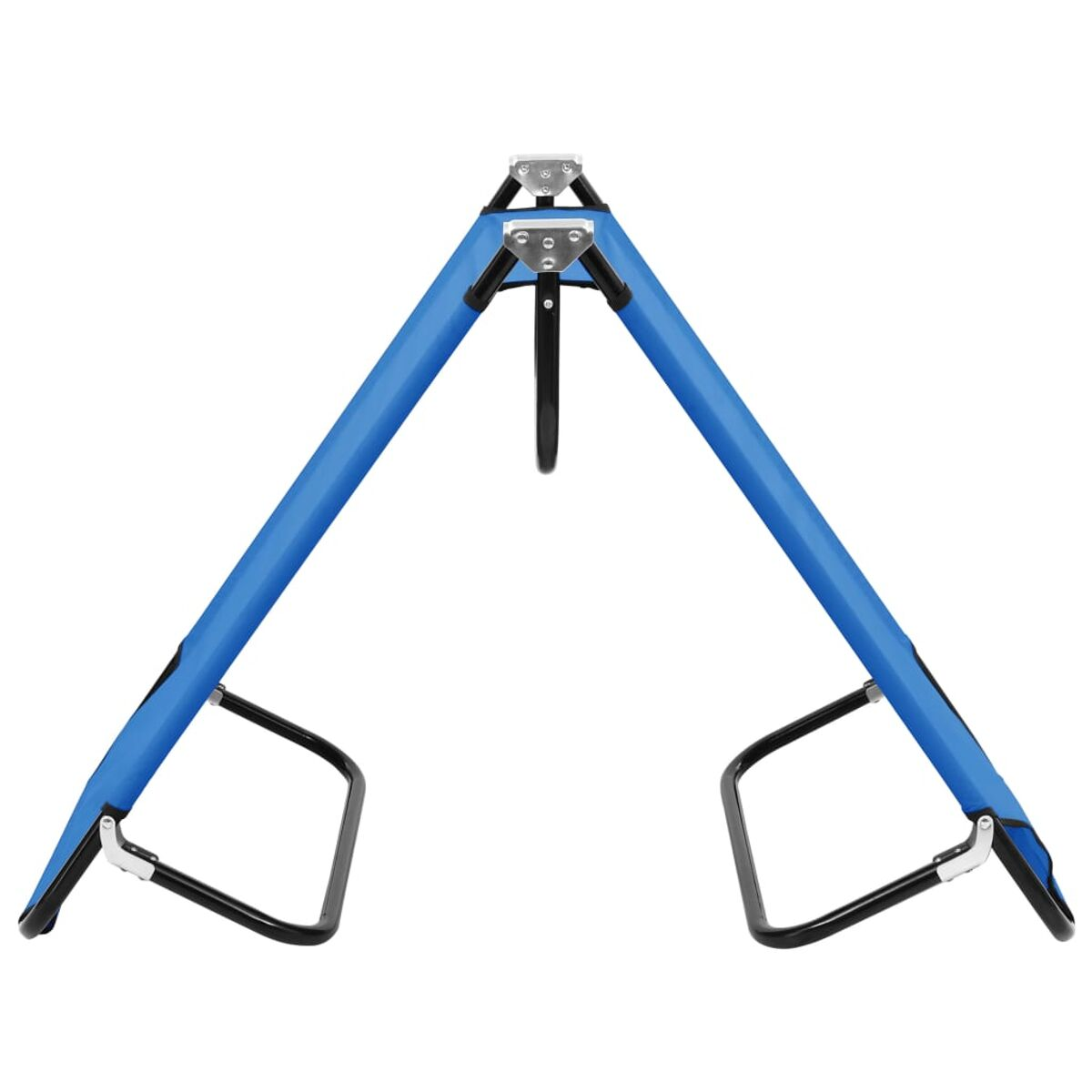 Blaues Metallrahmen-Klappbett.
