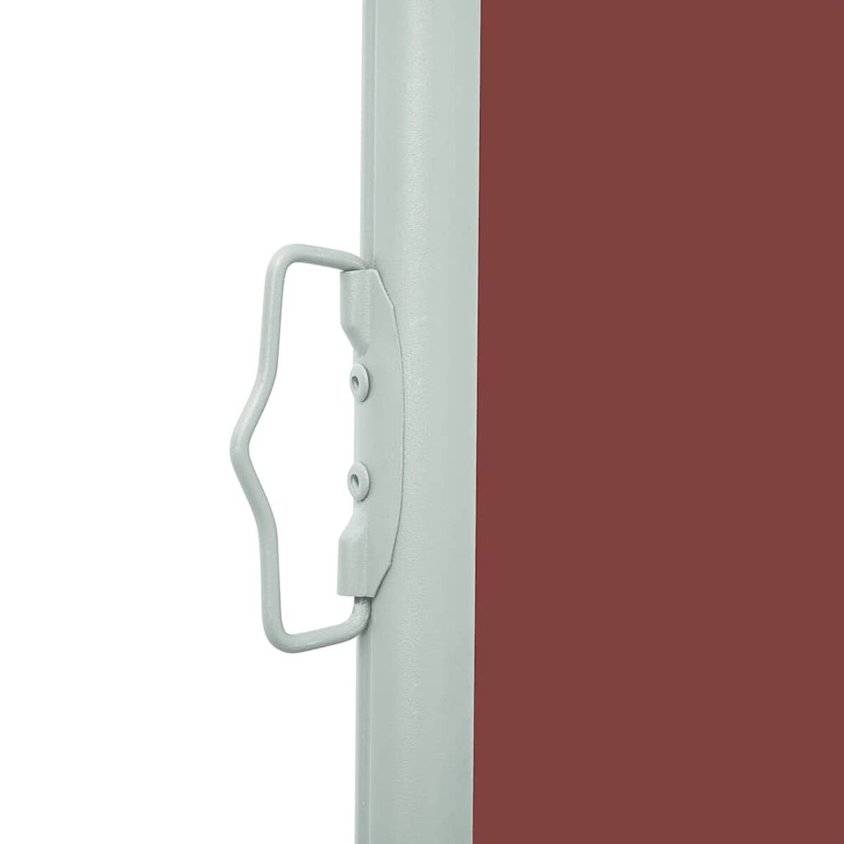 Burgunderfarbene Seitenwand mit Montagematerial.