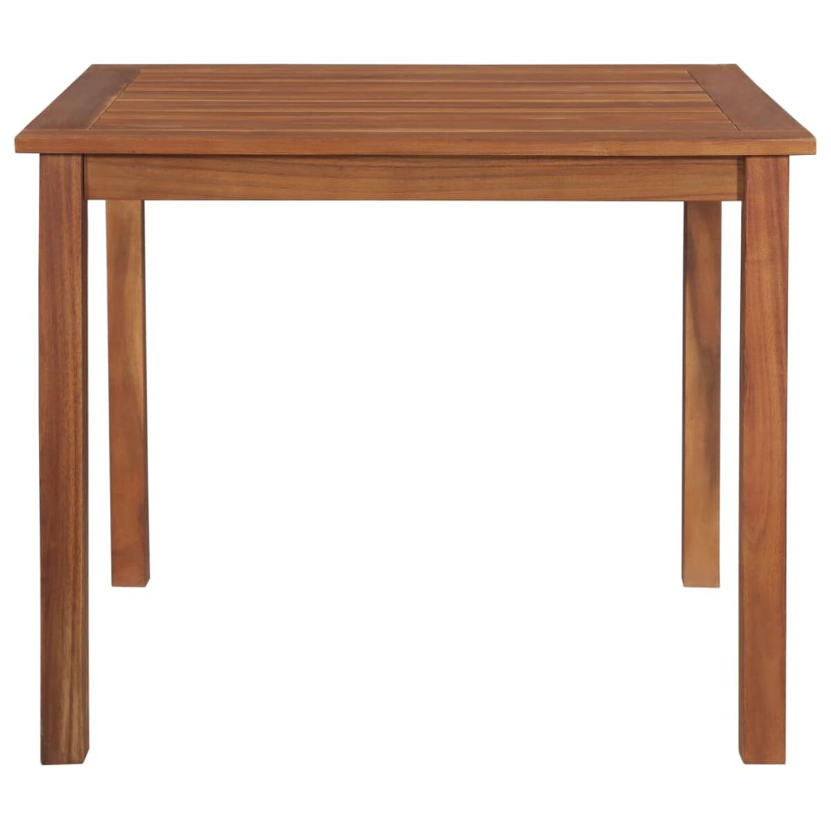 Quadratischer Holztisch mit Beinen.