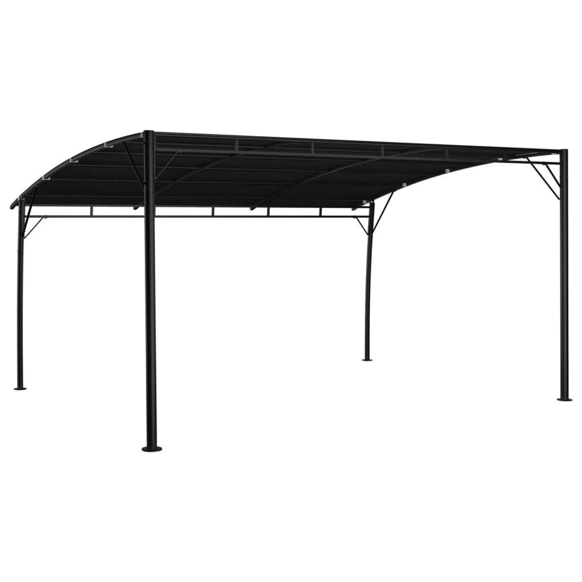 Schwarzer Metall-Carport, freigestellt auf weißem Grund, ohne Personen.