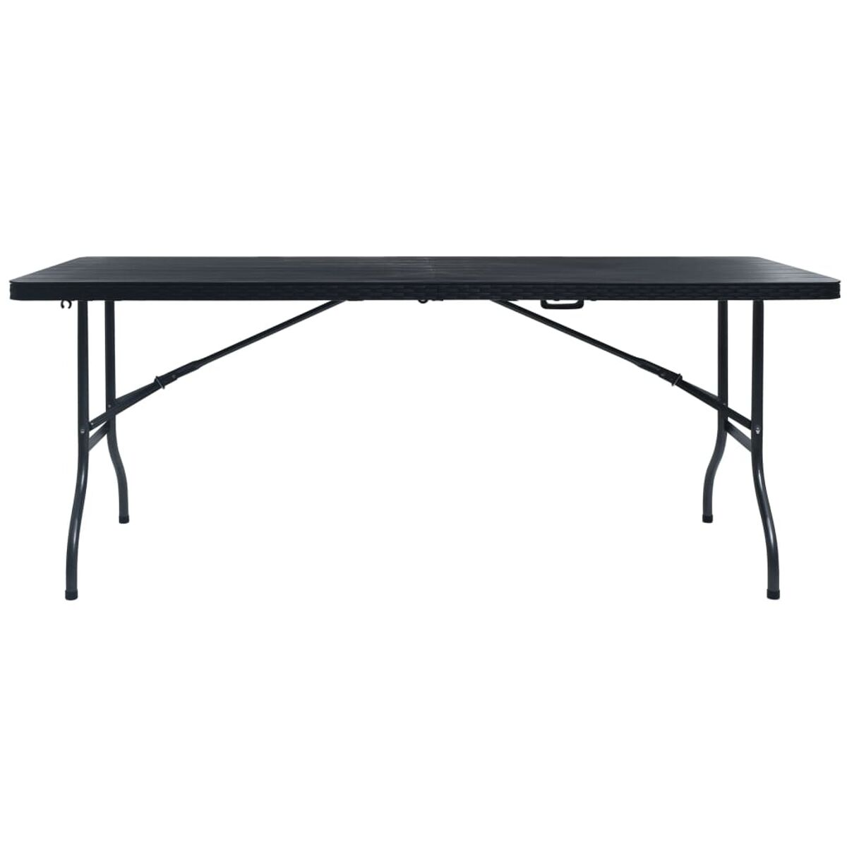 Schwarzer Klapptisch, rechteckige Form, Metallbeine.