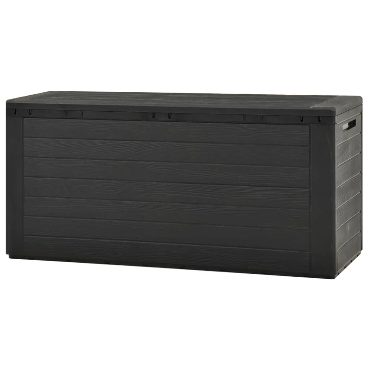 Schwarze Aufbewahrungsbox aus Holz. Weißer Hintergrund.
