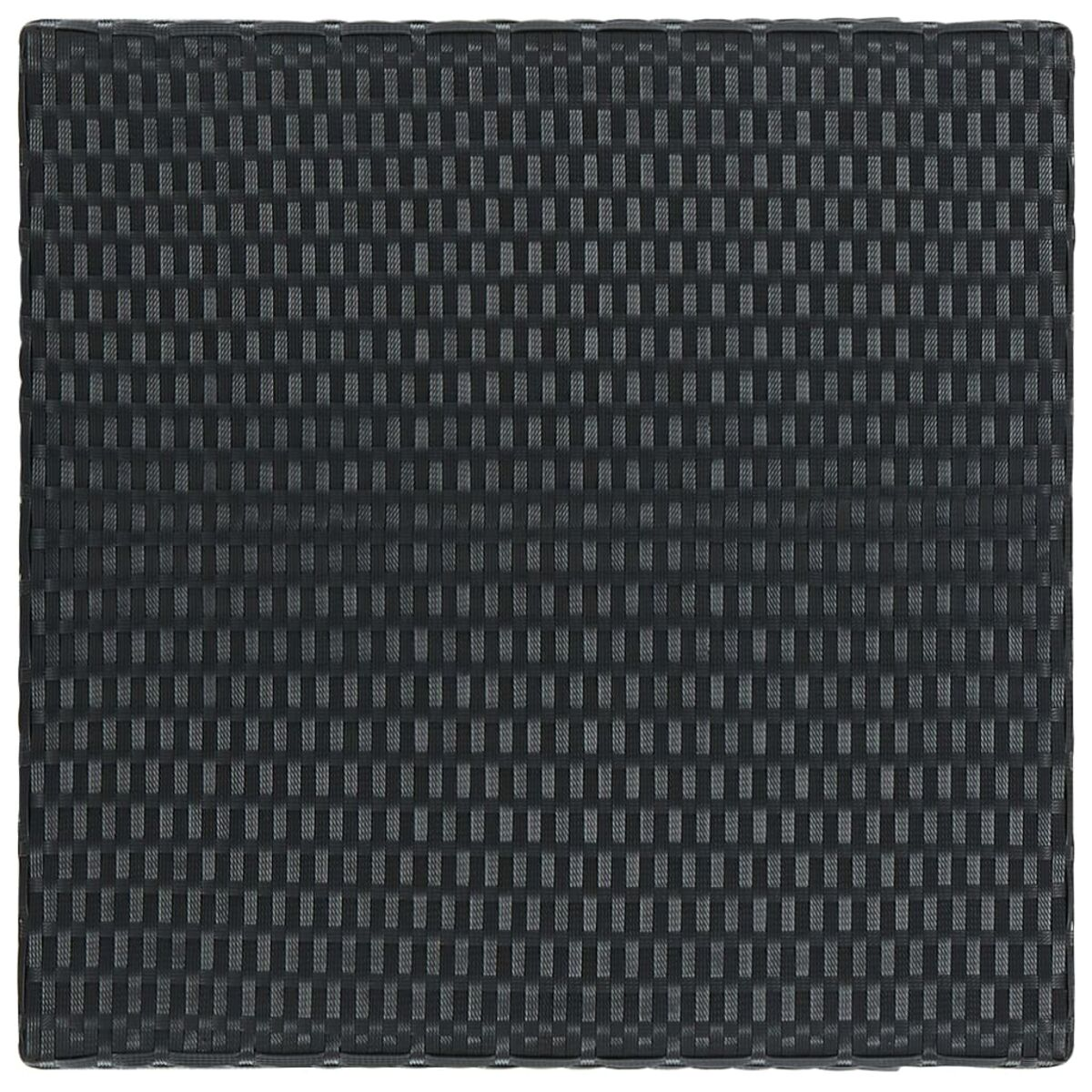 Nahaufnahme eines schwarzen gewebten Platzsets, zeigt Textur und Muster.