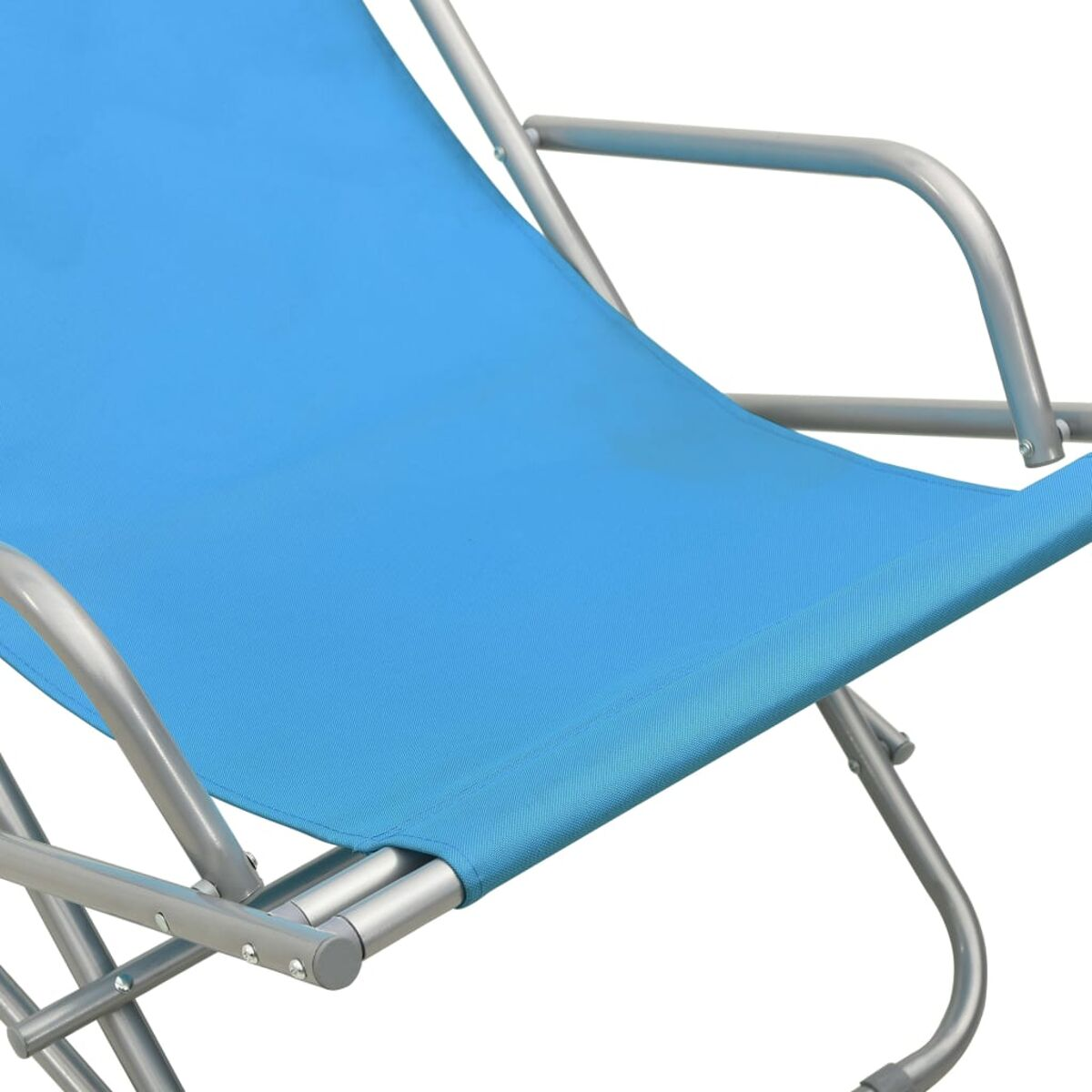 Ein blauer Stoff eines Strandstuhls.