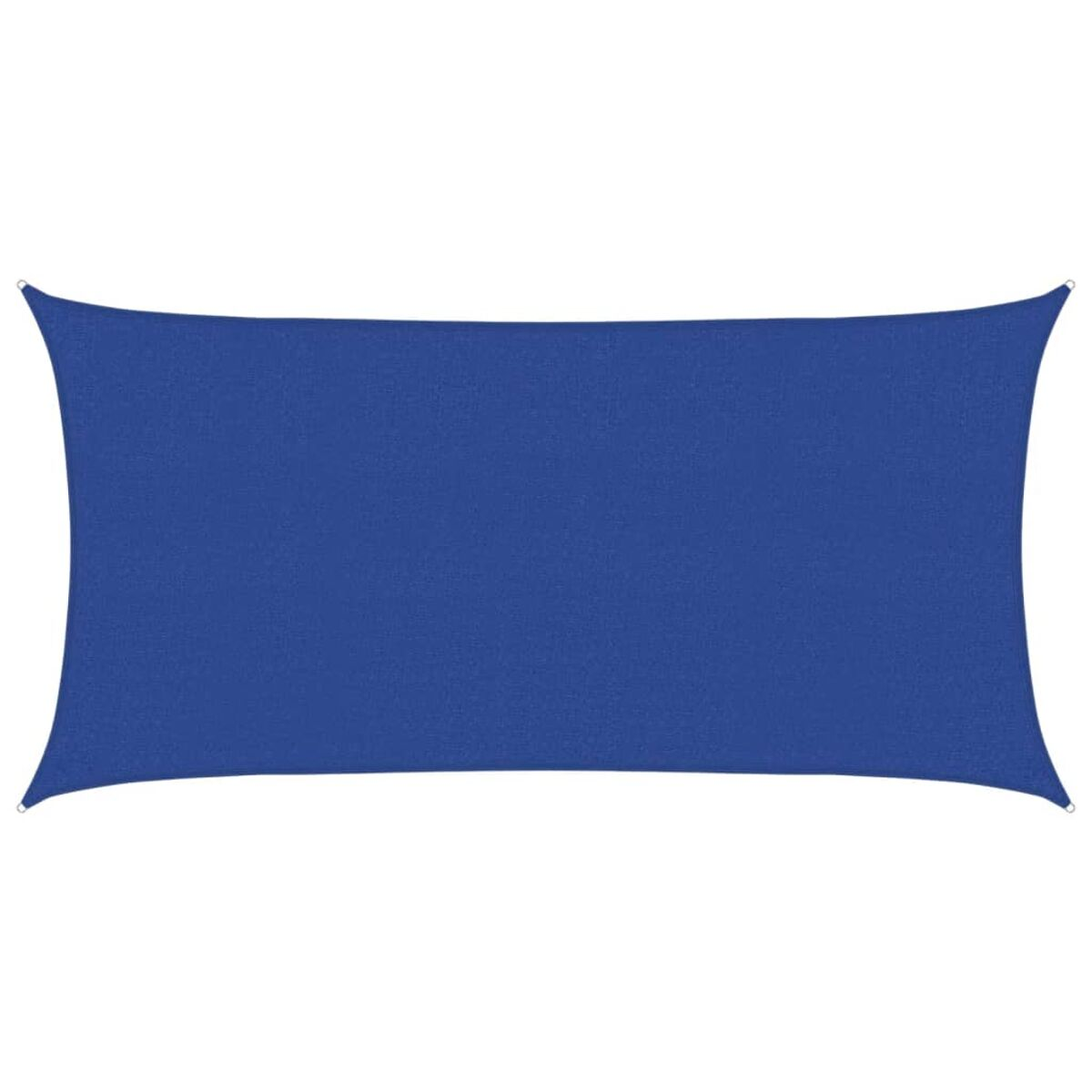 Ein blaues Sonnensegel auf weißem Hintergrund. Es hat eine rechteckige Form.