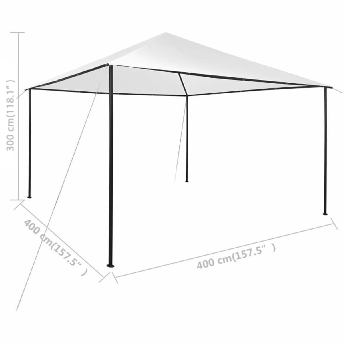 Weißer Pavillon mit quadratischem Dach. Weißer Hintergrund.