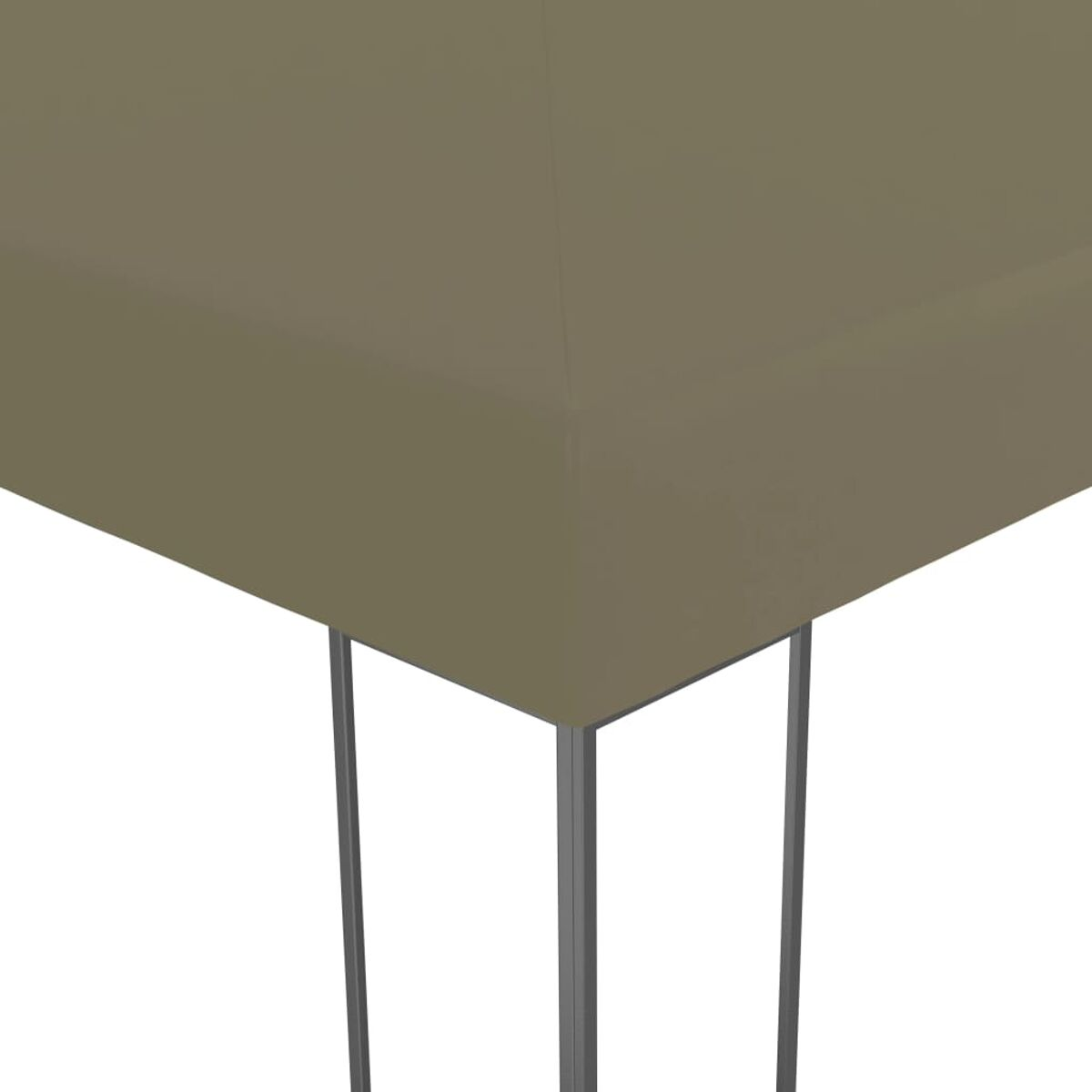 Eine Ecke eines Tisches, die Oberfläche und Beine zeigt. Olivgrüne Farbe. Weißer Hintergrund.