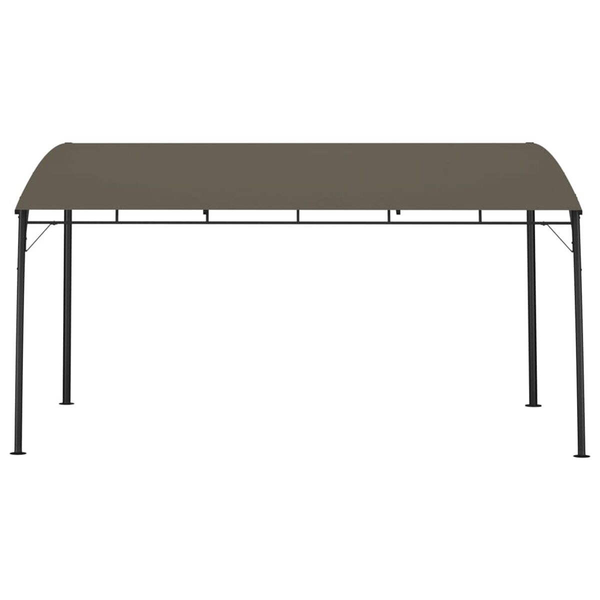 Eine rechteckige Pergola mit braunem Baldachin.