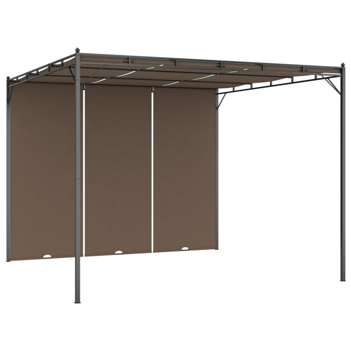 Braune Outdoor-Pergola. Weißer Hintergrund.