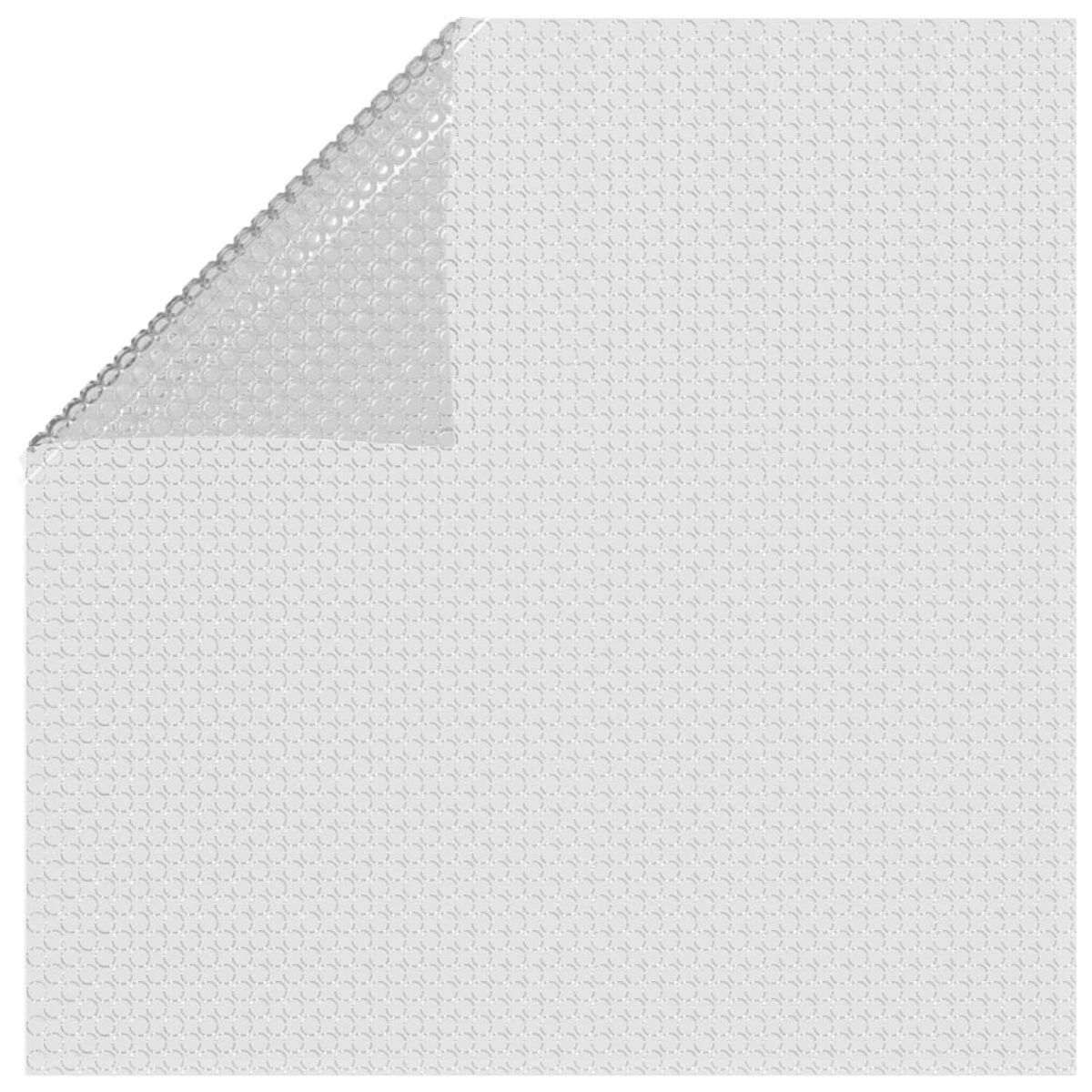 Weiße, kreisförmige Luftpolsterfolie. Eine Ecke ist zurückgefaltet und zeigt die Textur des Materials.