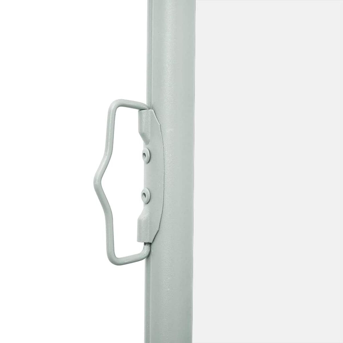 Nahaufnahme einer Metallstange mit Haken, auf weißem Hintergrund.