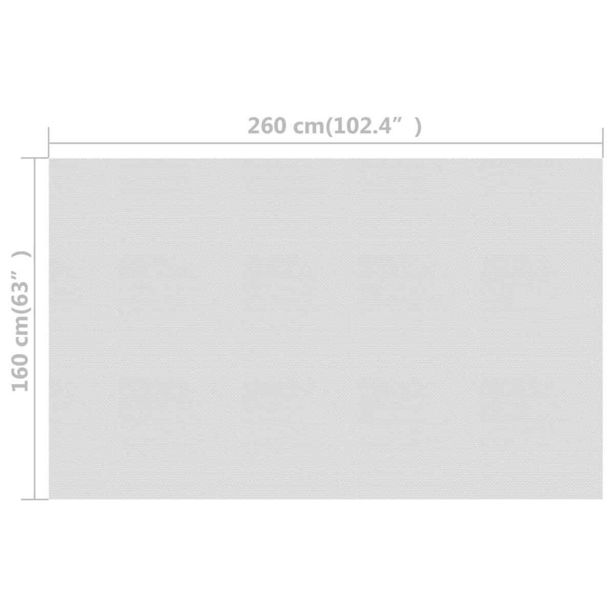 Rechteckiger weißer Stoff. Abmessungen: 260cm x 160cm. Material sichtbar.