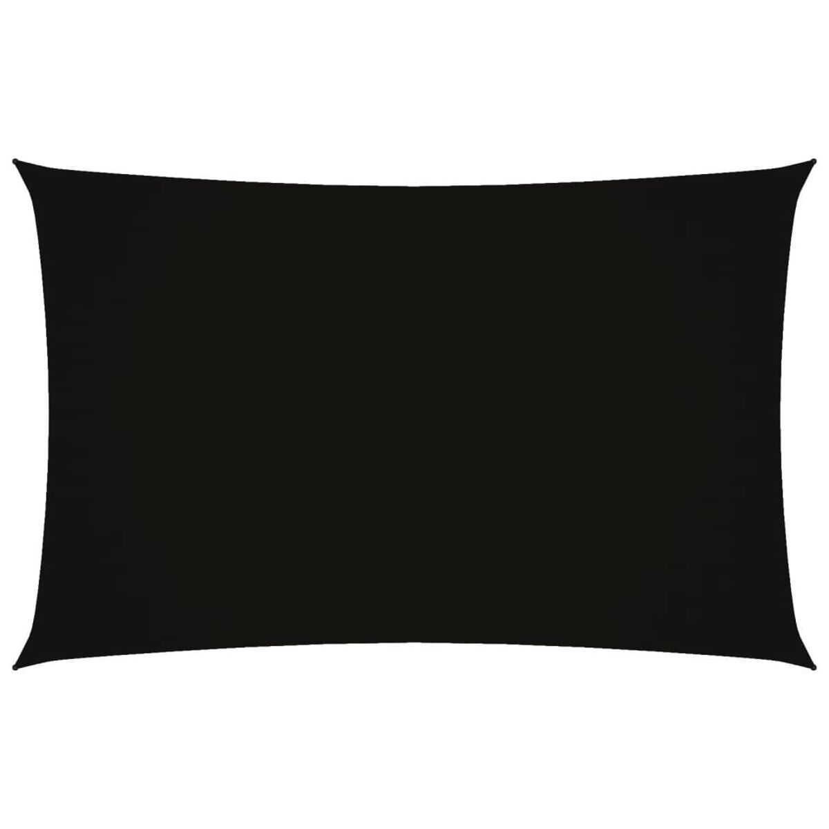 Ein schlichtes schwarzes rechteckiges Sonnensegel auf weißem Hintergrund. Es ist einfarbig.