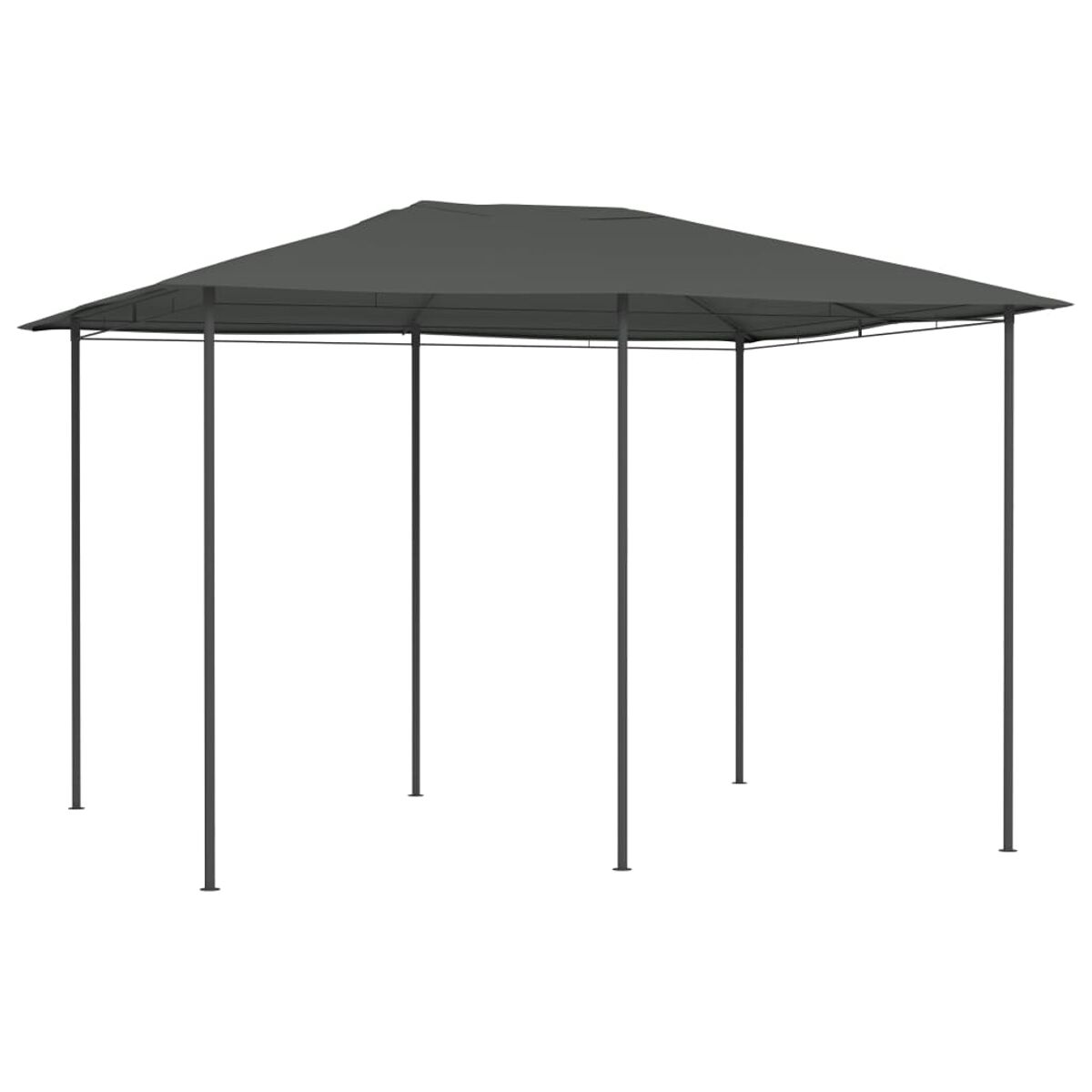 Grauer Pavillon mit dunklem Rahmen. Weißer Hintergrund.